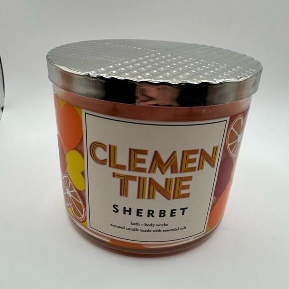 Bath and Body Works Candle Clementine Sherbet retired scent orange 3 wick Candle - Picture 1 of 4